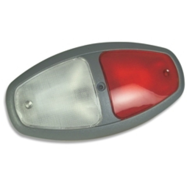 Dual Bulb Dome, Ground Sw, Grey Bezel, Red/Clear